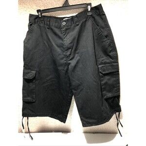 Noiz Cargo Shorts Mens Size 36 Black Pockets Belt Loops Cotton